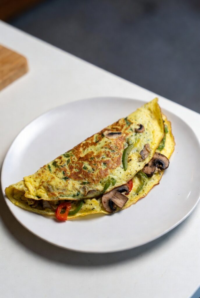 omlet z pieczarkami i papryką