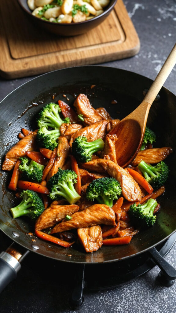 stir-fry z kurczakiem i brokułami